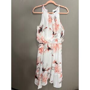 White House Black Market Dress Women's Size 8 White Floral Halter Cockatl